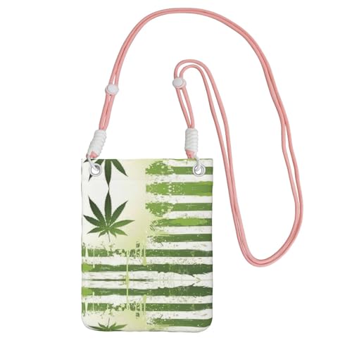 KAPPTYY Modische Handytasche, Motiv: Gras-Topf, Blattdruck, universelle Outdoor-Handytasche, Gadget-Tasche, geeignet für jedes Handy, rose, Einheitsgröße von KAPPTYY
