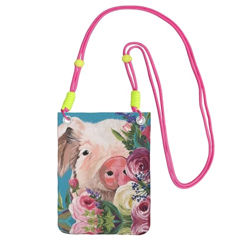 KAPPTYY Modische Handytasche, Motiv: Malerei mit Schweine-Motiv, universelle Outdoor-Handytasche, Gadget-Tasche, geeignet für jedes Handy, Fuchusia, Einheitsgröße von KAPPTYY
