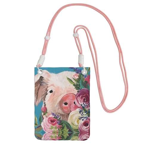 KAPPTYY Modische Handytasche, Motiv: Malerei mit Schweine-Motiv, universelle Outdoor-Handytasche, Gadget-Tasche, geeignet für jedes Handy, rose, Einheitsgröße von KAPPTYY