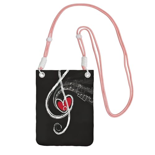 KAPPTYY Modische Handytasche, Motiv: Musiksymbole, Liebe, bedruckt, universelle Outdoor-Handytasche, Gadget-Tasche, geeignet für jedes Handy, rose, Einheitsgröße von KAPPTYY
