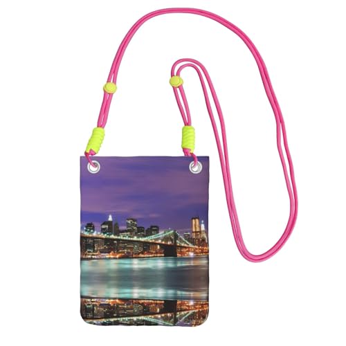 KAPPTYY Modische Handytasche, Motiv: New York Night Print, universelle Outdoor-Handytasche, Gadget-Tasche, geeignet für jedes Handy, Fuchusia, Einheitsgröße von KAPPTYY