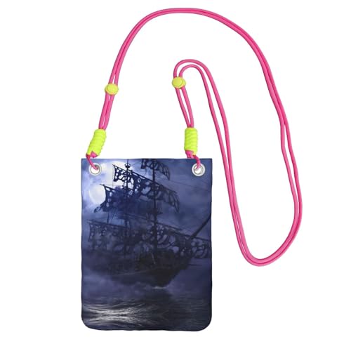 KAPPTYY Modische Handytasche, Motiv: Piratenboot, Vollmonddruck, universelle Outdoor-Handytasche, Gadget-Tasche, geeignet für jedes Handy, Fuchusia, Einheitsgröße von KAPPTYY