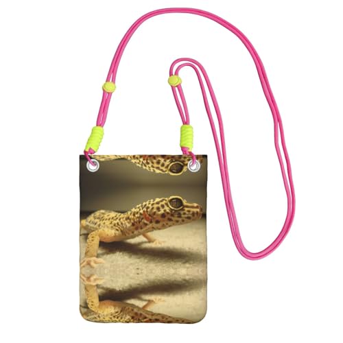 KAPPTYY Modische Handytasche, Motiv: Sand-Leoparden-Gecko-Druck, universelle Outdoor-Handytasche, Gadget-Tasche, geeignet für jedes Handy, Fuchusia, Einheitsgröße von KAPPTYY