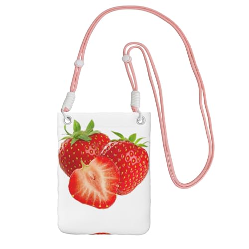 KAPPTYY Modische Handytasche, Motiv: frische Erdbeere, universelle Outdoor-Handytasche, Gadget-Tasche, geeignet für jedes Handy, rose, Einheitsgröße von KAPPTYY