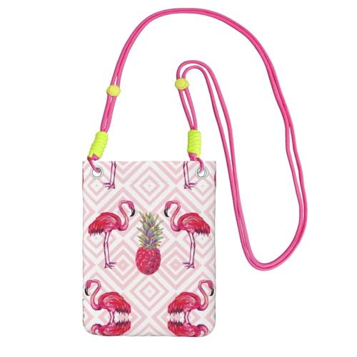 KAPPTYY Modische Handytasche, Motiv: pinker Flamingo-Ananas-Druck, universelle Outdoor-Handytasche, Gadget-Tasche, geeignet für jedes Handy, Fuchusia, Einheitsgröße von KAPPTYY