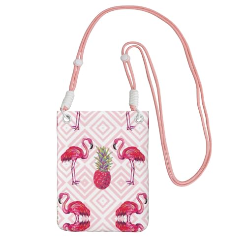 KAPPTYY Modische Handytasche, Motiv: pinker Flamingo-Ananas-Druck, universelle Outdoor-Handytasche, Gadget-Tasche, geeignet für jedes Handy, rose, Einheitsgröße von KAPPTYY