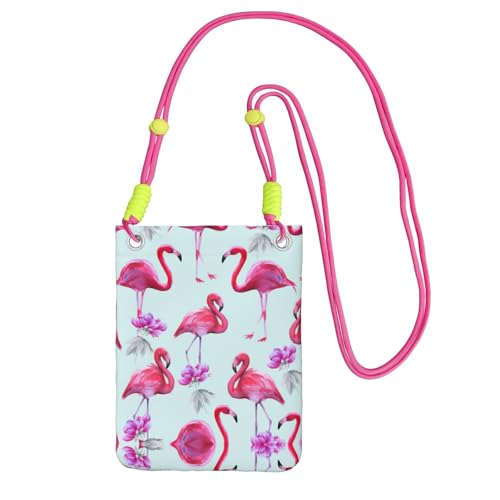 KAPPTYY Modische Handytasche, Motiv: rosa Flamingos, universelle Outdoor-Handytasche, Gadget-Tasche, geeignet für jedes Handy, Fuchusia, Einheitsgröße von KAPPTYY