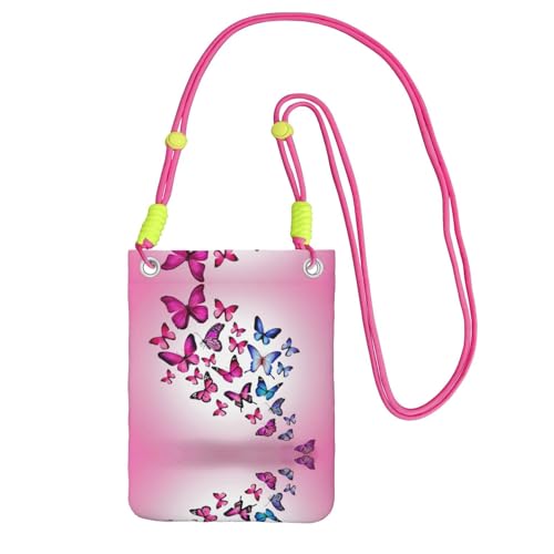 KAPPTYY Modische Handytasche, Motiv: rosa Schmetterlinge, universelle Outdoor-Handytasche, Gadget-Tasche, geeignet für jedes Handy, Fuchusia, Einheitsgröße von KAPPTYY