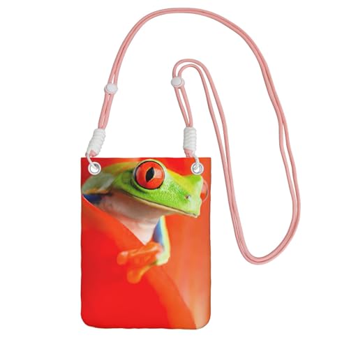 KAPPTYY Modische Handytasche, Motiv: rote Augen, Motiv: Baumfrösche, universelle Outdoor-Handytasche, Gadget-Tasche, geeignet für jedes Handy, rose, Einheitsgröße von KAPPTYY