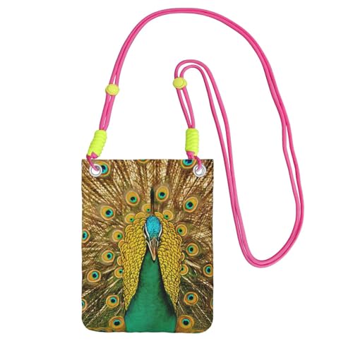 KAPPTYY Modische Handytasche, Pfauen-Druck, universelle Outdoor-Handytasche, Gadget-Tasche, geeignet für jedes Handy, Fuchusia, Einheitsgröße von KAPPTYY