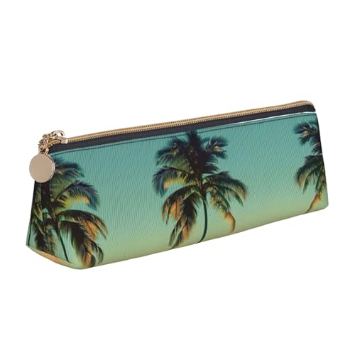 KAPPTYY Palmen-Schul-Federmäppchen, breite Öffnung, leicht, geräumig, Federmäppchen mit Reißverschluss, Schreibwarenbeutel, weiß, Einheitsgröße, Taschen-Organizer von KAPPTYY