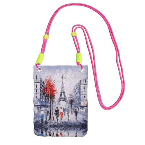 KAPPTYY Paris City Tree Eiffelturm Kunstdruck, modische Handytasche, universelle Outdoor-Handytasche, Gadget-Tasche, geeignet für jedes Handy, Fuchusia, Einheitsgröße von KAPPTYY