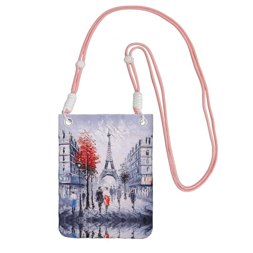 KAPPTYY Paris City Tree Eiffelturm Kunstdruck, modische Handytasche, universelle Outdoor-Handytasche, Gadget-Tasche, geeignet für jedes Handy, rose, Einheitsgröße von KAPPTYY