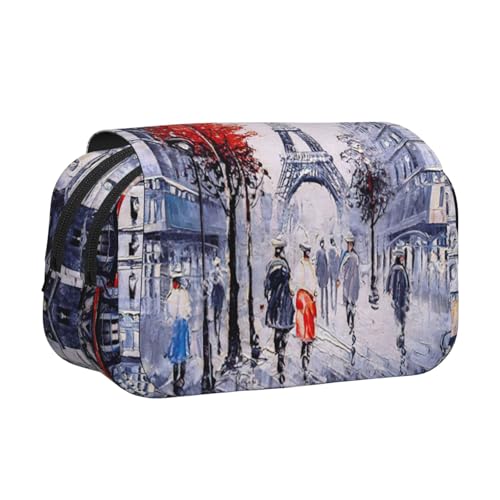 KAPPTYY Paris City Tree Eiffelturm Kunstdruck-Federmäppchen für Bleistifte, praktische Aufbewahrungsbox für Aquarellstifte oder Marker, Schwarz , Einheitsgröße, Taschen-Organizer von KAPPTYY