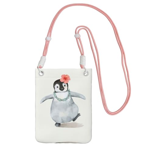 KAPPTYY Pinguin mit Blumendruck, modische Handytasche, universelle Outdoor-Handytasche, Gadget-Tasche, geeignet für jedes Handy von KAPPTYY