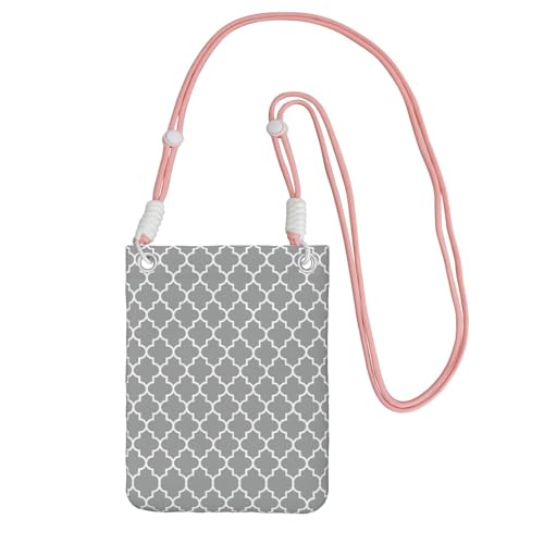KAPPTYY Quatrefoil modische Handytasche, universelle Outdoor-Handytasche, Gadget-Tasche, geeignet für jedes Handy, Grau, rose, Einheitsgröße von KAPPTYY