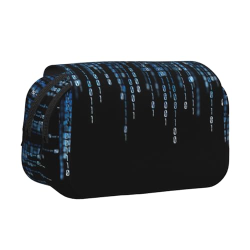 KAPPTYY The Blue Binary Printing Federmäppchen für Bleistifte, praktische Aufbewahrungsbox für Aquarellstifte oder Marker, Schwarz , Einheitsgröße, Taschen-Organizer von KAPPTYY