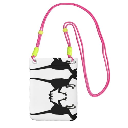 KAPPTYY Velociraptor Dinosaurier-Druck, modische Handytasche, universelle Outdoor-Handytasche, Gadget-Tasche, geeignet für jedes Handy, Fuchusia, Einheitsgröße von KAPPTYY