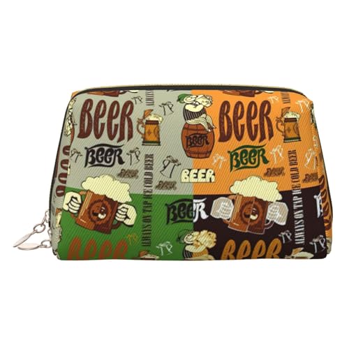 Kosmetiktasche aus Bierleder, Reisefreundlich, Make-up-Tasche für Damen, gold, Einheitsgröße, Kulturbeutel von KAPPTYY