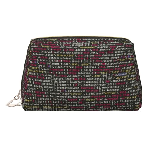 Kosmetiktasche mit Programmiercode, Leder, Reisefreundlich, Make-up-Tasche für Damen, gold, Einheitsgröße, Kulturbeutel von KAPPTYY