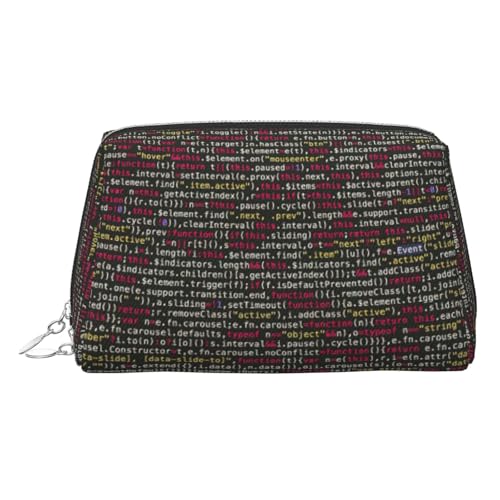 Kosmetiktasche mit Programmiercode, Leder, Reisefreundlich, Make-up-Tasche für Damen, silber, Einheitsgröße, Kulturbeutel von KAPPTYY