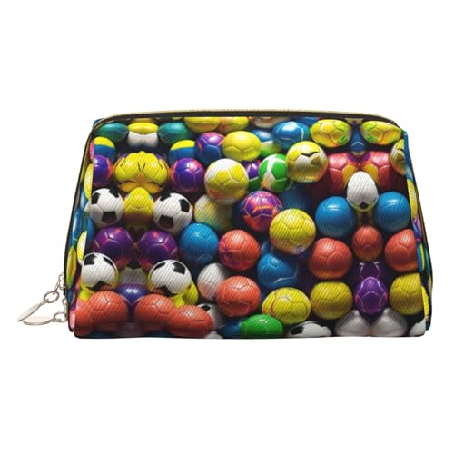 Kulturbeutel aus Leder, Fußball-Design, Reisefreundlich, Make-up-Tasche für Damen, gold, Einheitsgröße, Kulturbeutel Kulturbeutel aus Leder, Fußball-Design, Reisefreundlich, Make-up-Tasche für Damen, gold, Einheitsgröße, Kulturbeutel von KAPPTYY