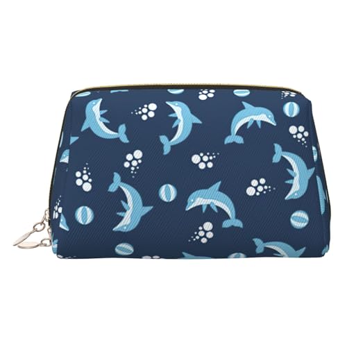 Kulturbeutel aus Leder, Motiv: Delfinbälle, Reisefreundlich, Make-up-Tasche für Damen, gold, Einheitsgröße, Kulturbeutel Kulturbeutel aus Leder, Motiv: Delfinbälle, Reisefreundlich, Make-up-Tasche für Damen, gold, Einheitsgröße, Kulturbeutel von KAPPTYY