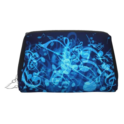 Kulturbeutel aus Leder mit Musiknoten, Reisefreundlich, Make-up-Tasche für Damen, Blau, silber, Einheitsgröße, Kulturbeutel Kulturbeutel aus Leder mit Musiknoten, Reisefreundlich, Make-up-Tasche für Damen, Blau, silber, Einheitsgröße, Kulturbeutel von KAPPTYY