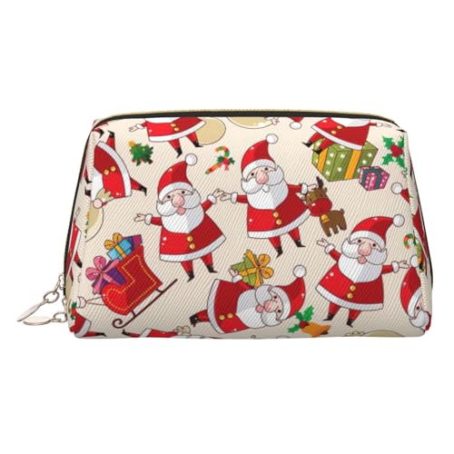Kulturbeutel aus Leder mit Weihnachtsmotiv, Cartoon-Motiv, Reisefreundlich, Make-up-Tasche für Damen, gold, Einheitsgröße, Kulturbeutel von KAPPTYY