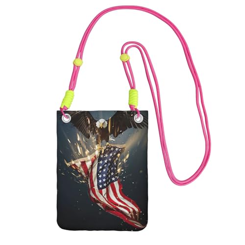 Modische Handytasche, Motiv: nordamerikanischer Weißkopfseeadler, universelle Outdoor-Handytasche, Gadget-Tasche, geeignet für jedes Handy, Fuchusia, Einheitsgröße von KAPPTYY