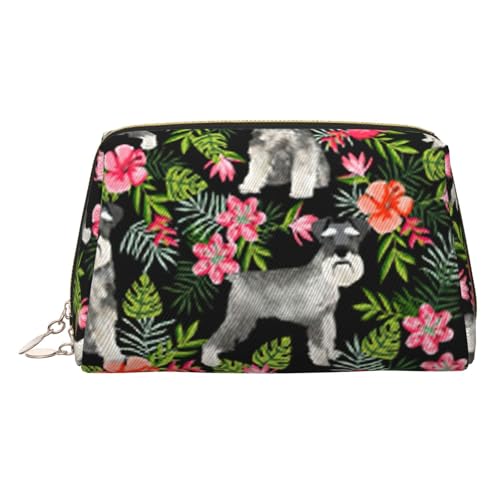 Schnauzer Kulturbeutel aus Leder, Reisefreundliche Make-up-Tasche für Damen, gold, Einheitsgröße, Kulturbeutel Schnauzer Kulturbeutel aus Leder, Reisefreundliche Make-up-Tasche für Damen, gold, Einheitsgröße, Kulturbeutel von KAPPTYY
