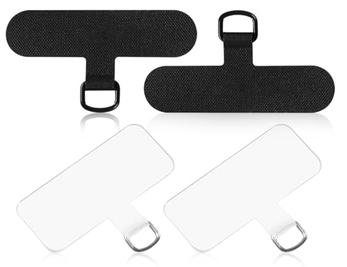 KAPSING Telefon Halteband Patch, 2 Stück Denim Handykette Pads und 2 Stück transparent Handykette Pads, Universal Schlüsselband Haken für Handyhülle von KAPSING