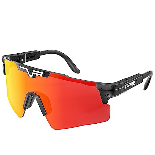 KAPVOE Polarisierte Sport-Sonnenbrille, UV400 Schutz, verstellbare Fahrrad-Sonnenbrille für Männer und Frauen, Baseball, Laufen, Radfahren, Golf Rot Schwarz 11 KAPVOE Polarisierte Sport-Sonnenbrille, UV400 Schutz, verstellbare Fahrrad-Sonnenbrille für Männer und Frauen, Baseball, Laufen, Radfahren, Golf Rot Schwarz 11 von KAPVOE