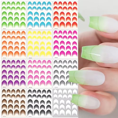 12 Blatt selbstklebende French Tip Aufkleber – French Line Art Decals für Maniküre von KAQNTUD