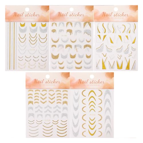 5 Blatt selbstklebende French Tip Art Aufkleber – French Line Decals für Maniküre von KAQNTUD
