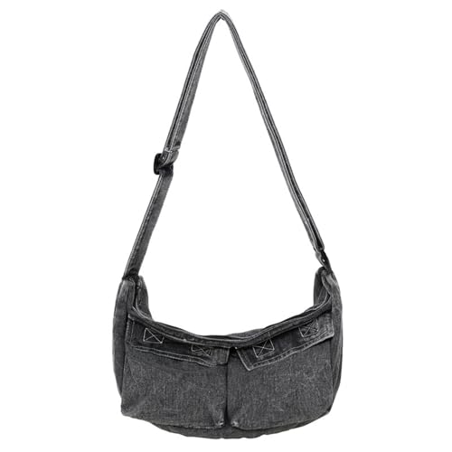Damentasche, Denim, Crossbody-Tasche, große Kapazität, Umhängetasche, Einkaufstasche, modische Handtasche, japanischer Stil, Kuriertasche, Schwarz , Einheitsgröße Damentasche, Denim, Crossbody-Tasche, große Kapazität, Umhängetasche, Einkaufstasche, modische Handtasche, japanischer Stil, Kuriertasche, Schwarz , Einheitsgröße von KAQNTUD