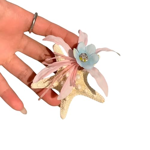Elegante Haarspange mit Blumenmuster, Strand-Seestern-Haarnadeln für Mädchen und Frauen, modisches Blumen-Haar-Accessoire, bequem zu tragen von KAQNTUD