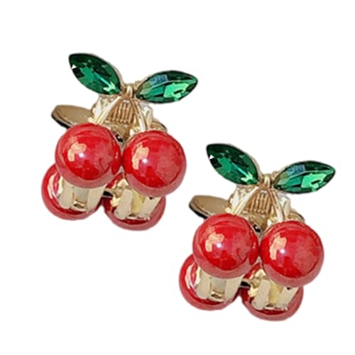 Haarklammer mit süßen Strasssteinen, Kirschenform, 2 Stück, Metall, starker Halt, Haarspange für kleine Mädchen und Erwachsene von KAQNTUD