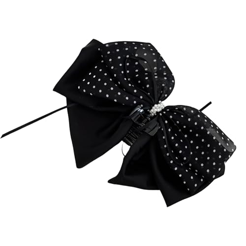 Haarspange mit Schleife, elegant, schwarz-weiß gepunktet, französischer Look, für Damen, Teenager, tägliches Styling Haarspange mit Schleife, elegant, schwarz-weiß gepunktet, französischer Look, für Damen, Teenager, tägliches Styling von KAQNTUD