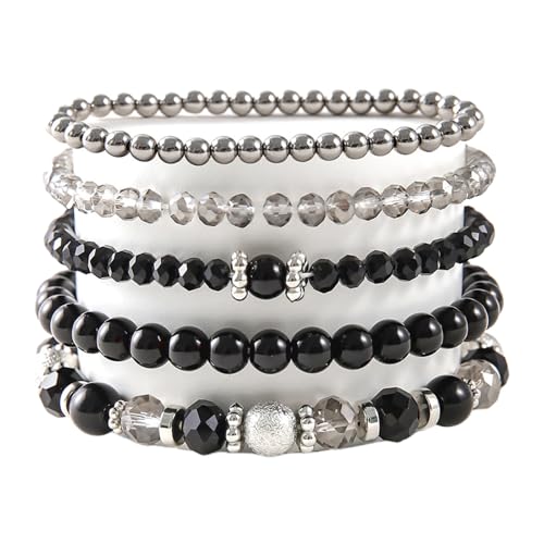 KAQNTUD 5-teiliges Stretch-Armband-Set mit Kristallperlen, glitzernde Kristallperlen-Armbänder, Ornament für individuelle Stile und zum Verschenken, As show KAQNTUD 5-teiliges Stretch-Armband-Set mit Kristallperlen, glitzernde Kristallperlen-Armbänder, Ornament für individuelle Stile und zum Verschenken, As show von KAQNTUD