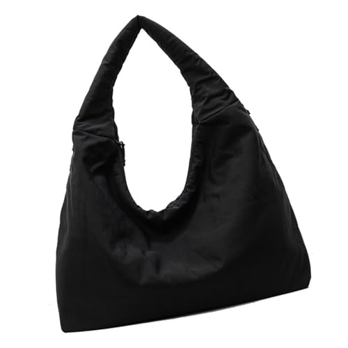 KAQNTUD Damen-Handtasche, einfarbig, drapiert, Nylon, große Kapazität, Unterarm-Geldbörse, lässige Tasche für Reisen und Sport, Schwarz , Einheitsgröße KAQNTUD Damen-Handtasche, einfarbig, drapiert, Nylon, große Kapazität, Unterarm-Geldbörse, lässige Tasche für Reisen und Sport, Schwarz , Einheitsgröße von KAQNTUD
