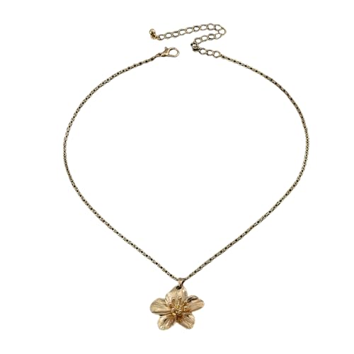 KAQNTUD Elegante gefaltete Blumen-Charm-Halskette, anpassbare Kettenlänge, stilvolle Legierung, tägliches Tragen, Schlüsselbeinkette, Accessoire, vielseitige Länge, Damen-Halskette, Einheitsgröße, Wie von KAQNTUD
