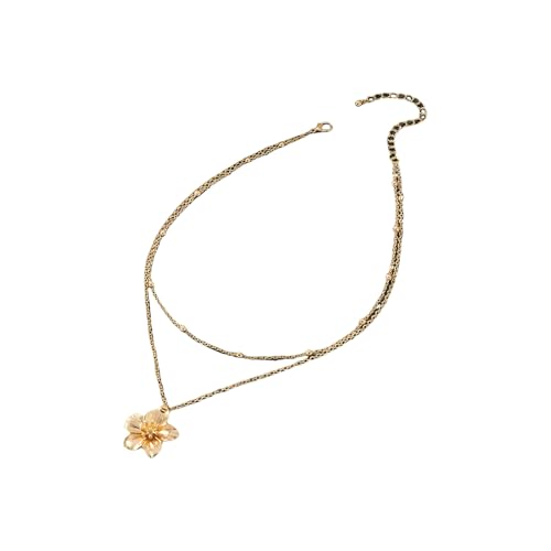 KAQNTUD Elegante gefaltete Blumen-Charm-Halskette, anpassbare Kettenlänge, stilvolle Legierung, tägliches Tragen, Schlüsselbeinkette, Accessoire, vielseitige Länge, Damen-Halskette, Einheitsgröße, Wie von KAQNTUD