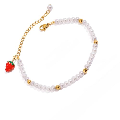 KAQNTUD Eleganter, verstellbarer, stapelbarer Kunstfrucht-Anhänger, Edelstahl-Schmuck für Damen, leicht, vielseitig, für den täglichen Gebrauch, trendig, stapelbar für Damen, Einheitsgröße, Wie von KAQNTUD