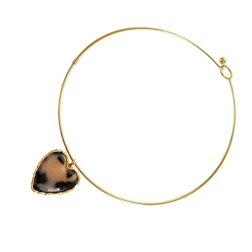 KAQNTUD Halskette mit Acryl-Anhänger, Statement-Halskette, kombiniert Blumen-/Herz-Charm, zeitgenössischer Tierdruck, Edelstahl, Acryl-Charm-Schmuck, Einheitsgröße, Wie beschrieben, Wie beschrieben von KAQNTUD