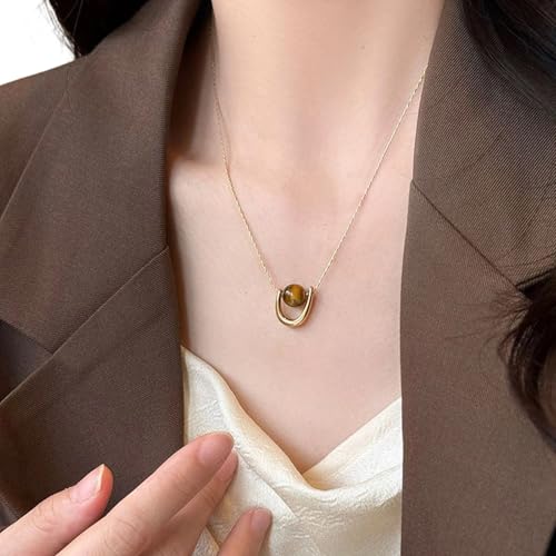 KAQNTUD Halskette mit Naturstein verzierter Sonnenanhänger, stilvolle Edelstahlkette, stilvoller Schmuck für Modeliebhaber, einzigartige, handgefertigte Sonnen-Halskette, Einheitsgröße, Wie von KAQNTUD