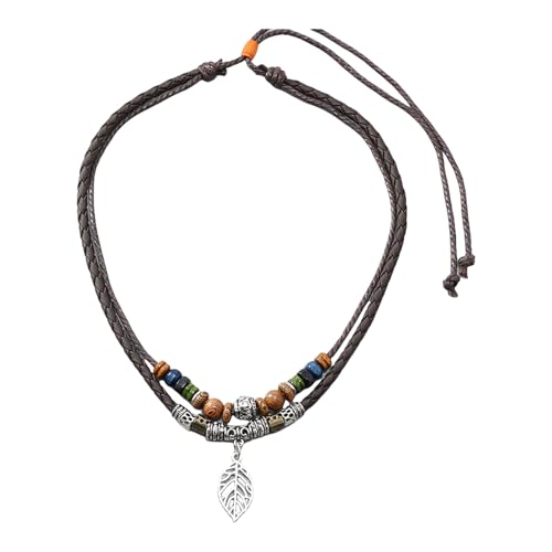 KAQNTUD Lange Holzperlen-Halskette, mehrschichtiger Schmuck, verstellbare Länge, bequemes Accessoire, verstellbare lange Holzperlen-Halskette von KAQNTUD