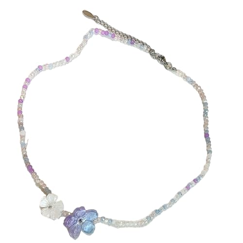 KAQNTUD Lebendige Blumen-Halskette aus Kunstharz, verstellbare Perlenkette, leichter Schmuck, vielseitiges Blumen-Accessoire von KAQNTUD