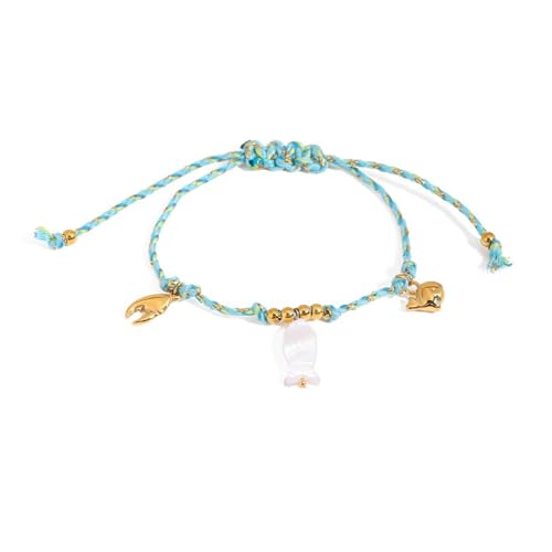 KAQNTUD Marineinspiriertes, verstellbares, geflochtenes Armband mit Muschelanhänger für Damen und Herren, Hot Day Beach Styles Handgelenkkette Schmuck, As show von KAQNTUD
