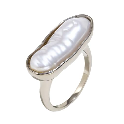 KAQNTUD Praktische Ringe, Fingerschmuck, elegante lange Streifen, Perlen, Edelstahl-Textur, geeignet für Frauen, Silver, Edelstahl KAQNTUD Praktische Ringe, Fingerschmuck, elegante lange Streifen, Perlen, Edelstahl-Textur, geeignet für Frauen, Silver, Edelstahl von KAQNTUD